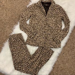 Secret Treasures Brown Fleece Leopard Pajama Set